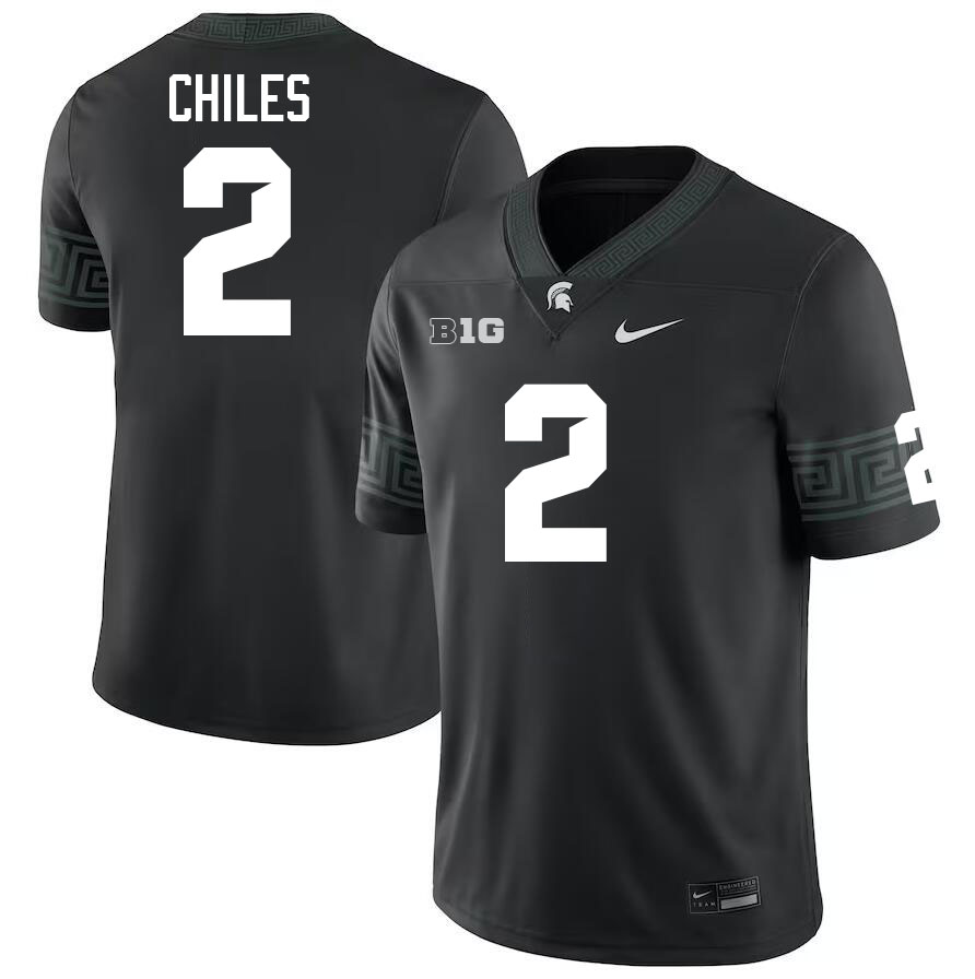 Michigan State Spartans #2 Aidan Chiles College Football Jerseys Stitched-Black